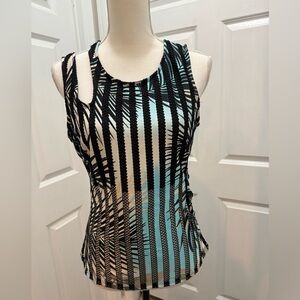 Venus Black and Blue Striped Women's Top Size M